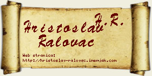 Hristoslav Ralovac vizit kartica